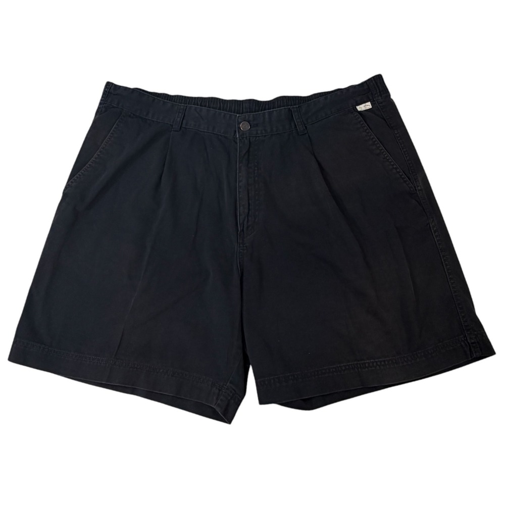 Kahala Mens Black Pleated Cotton Chino Shorts Size 42 Elastic Back Relaxed Fit